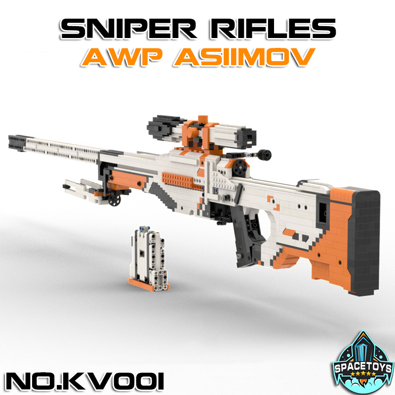 Đồ Chơi Lắp Ráp Mô Hình CSGO, PUBG, FREE FIRE Súng Trường Sniper AWP ASIIMOV Model KV001 Với 2000+ Mảnh Ghép