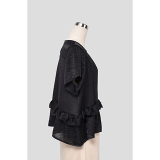 Áo Babydoll Poly Oversize E.studio Phối Bèo (*màu đen)