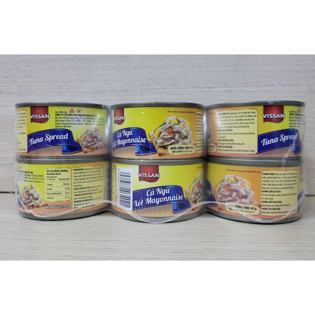 VISSAN (SET 6 hộp XANH x 85g) CÁ NGỪ SỐT MAYONNAISE Tuna Spread