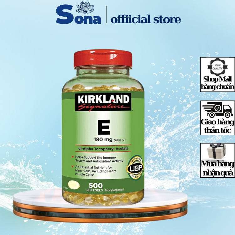 Vitamin E 400 IU 500 Viên Kirkland Của Mỹ, hỗ trợ chăm sóc Da, ngăn ngừa lão hóa