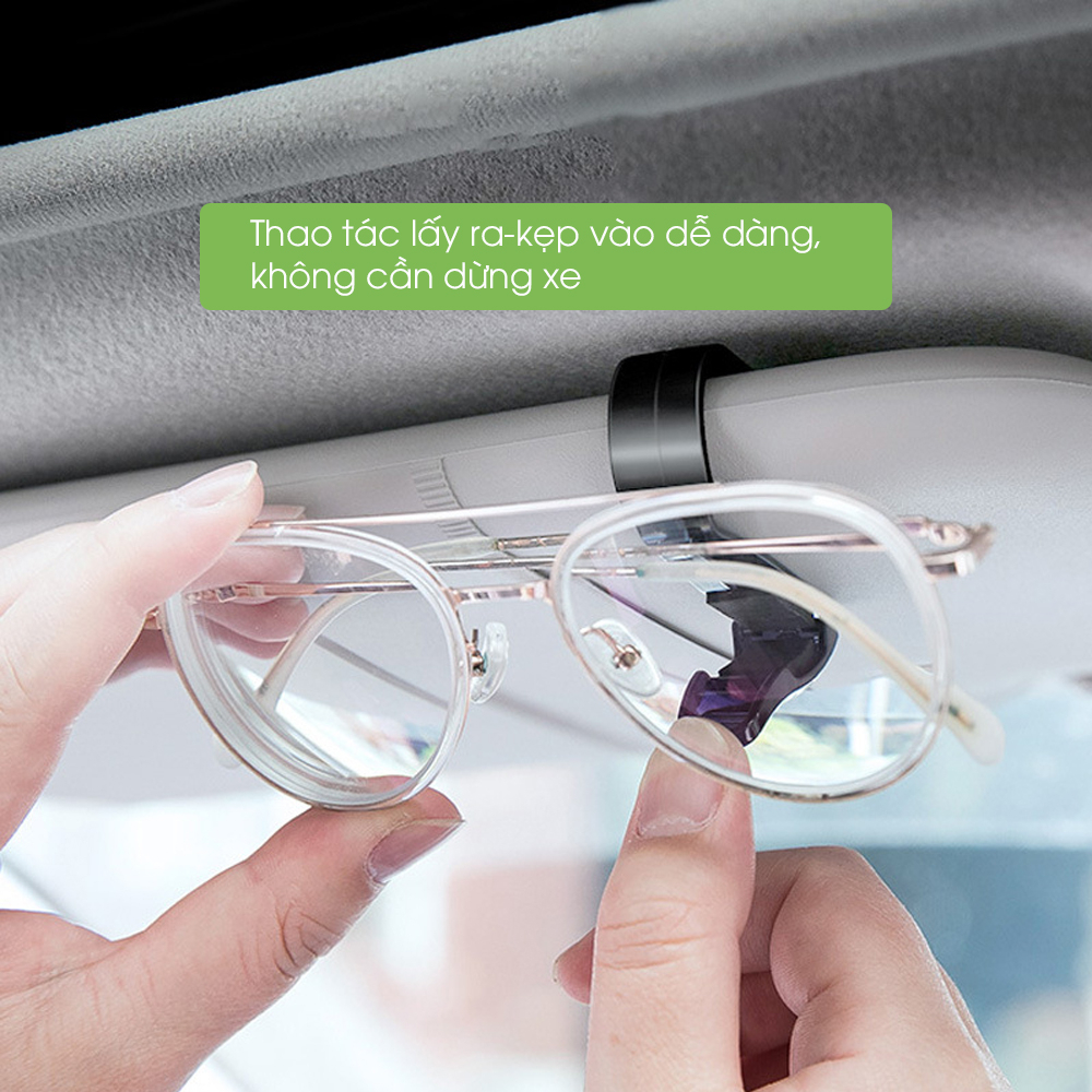 Kẹp kính ô tô gắn tấm che nắng kính lái, giữ kính mắt trong xe hơi phụ kiện nội thất tiện ích oto Tâm Luân