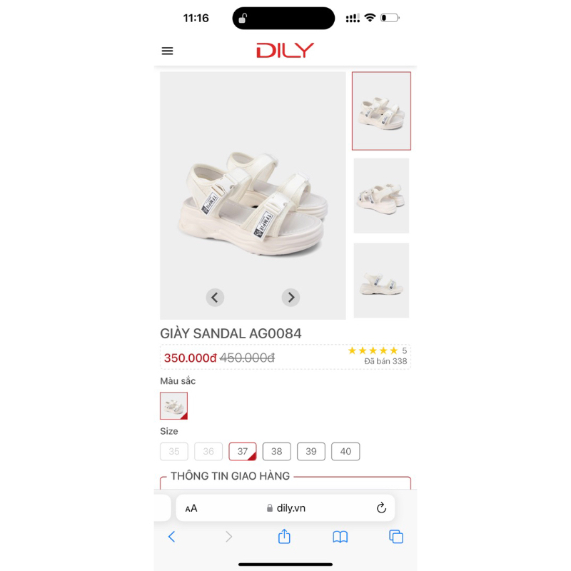 THANH LÝ DÉP SANDAL DILY MỚI 100% size 37