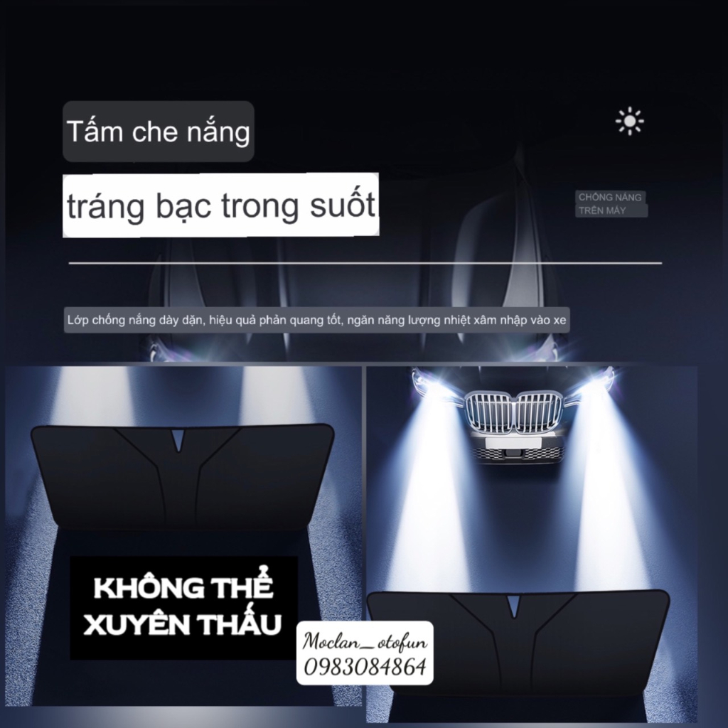 Tấm che nắng kính lái bên trong gấp gọn MẪU MỚI  thông minh chống nắng tia cực tím UV chiếu vào xe bảo vệ xe