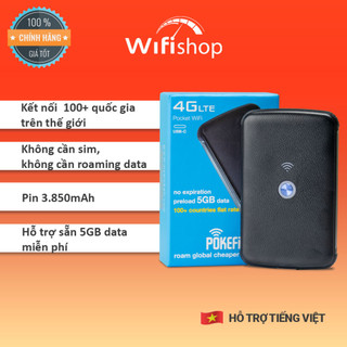 Bộ Phát wifi 4G Pokefi Du Lịch 100 nước Không Cần Sim, Không Cần Roaming Data