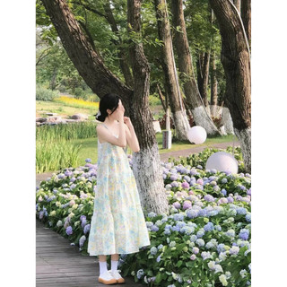 (ORDER) Váy hai dây MORAN hoa sơn dầu xòe dài babydoll điệu đà mùa hè đáng yêu vintage