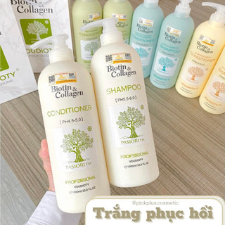 Cặp Dầu Gội Xả Biotin & Collagen Trắng Siêu Mềm Mượt 1000ml