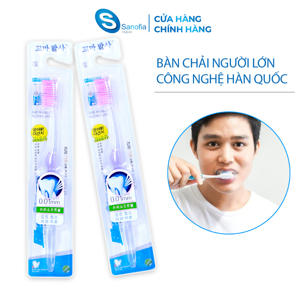 Bàn chải đánh răng công nghệ Hàn Quốc sợi lông siêu mềm 0.01mm chăm sóc răng miệng cho người lớn
