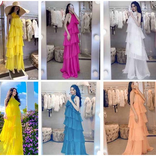 ❤️ CHẤT BAO ĐẸP ❤️ ĐẦM MAXI 5 TẦNG CỔ CỘT NƠ YẾM KẾT HOA - VÁY VOAN LỤA DỰ TIỆT ĐI BIỂN NỮ BÈO XÒE CÓ LÓT KHÔNG TAY