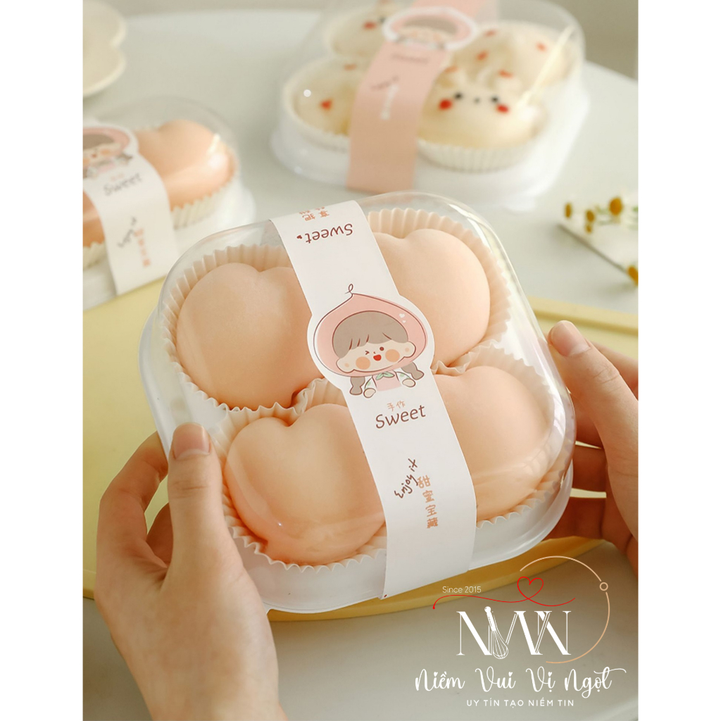 50 Hộp Nhựa Nắp Bầu 4 Ô Đựng Bánh Trung Thu, Bánh Trái Đào, Bánh Kim Sa