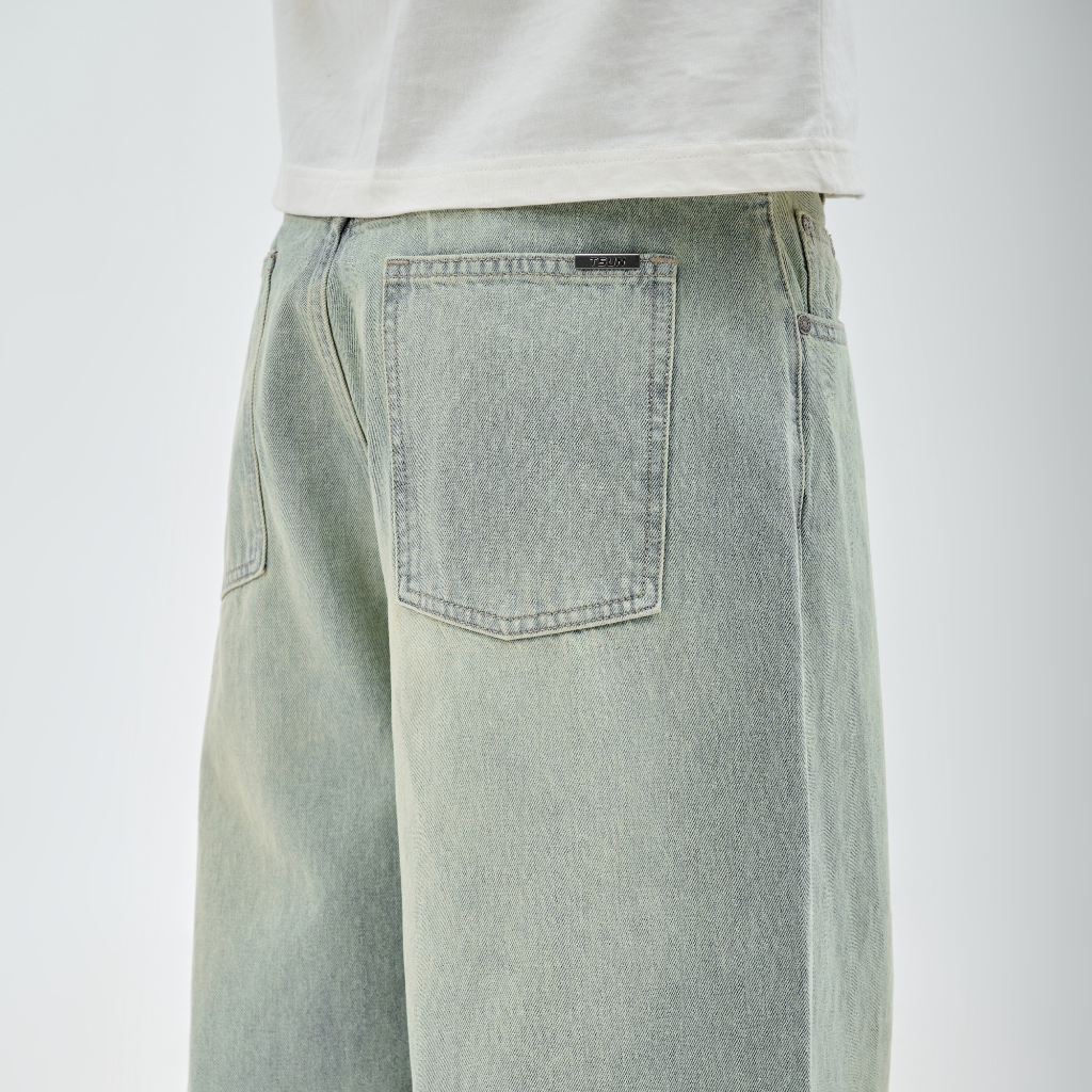 Quần Jean TSUN Pale Blue Wash Baggy - [Unisex] - Ống Rộng - Tag Kim Loại