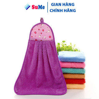 Khăn lau tay nhà bếp đa năng 2 mặt siêu thấm nước có móc treo, khăn lau đa năng thấm hút
