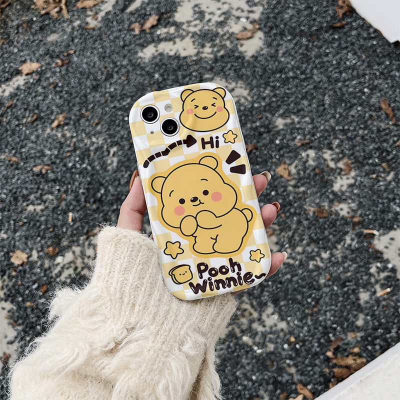 Ốp lưng iphone Viền Nổi Cạnh Sóng Pooh Winnie dễ thương cho 6s/6splus/7/7plus/8/8plus/x/11/12/13/14/max/prm sk56
