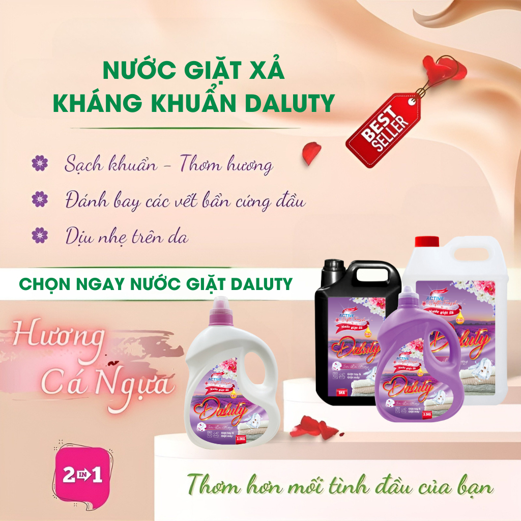 Nước giặt xả quần áo sinh học 6 in 1 DALUTY 10 lít siêu đậm đặc lưu hương bền lâu