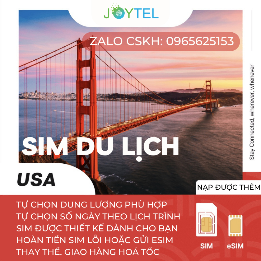 Sim du lịch Mỹ Canada tốc độ cao Chính hãng JOYTEL thiết kế theo hành trình của bạn