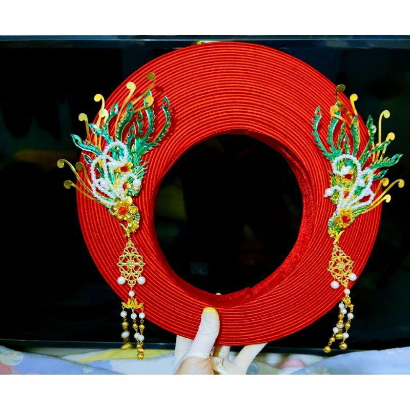 Có 7 màu Đôi ghim mấn phượng hoàng cổ trang tấn màu hầu đồng hầu thánh