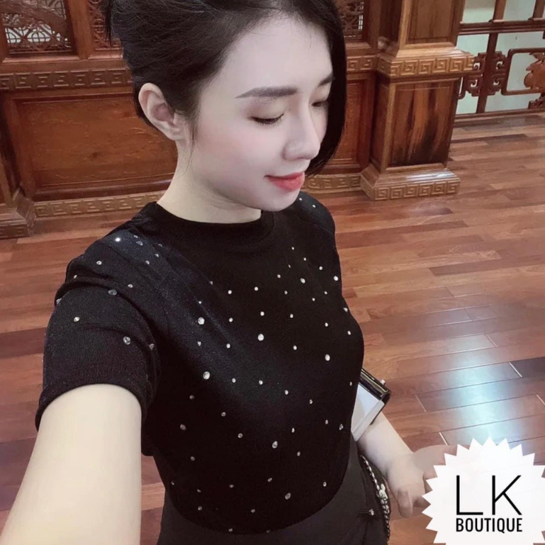 Áo Body Nhũ Đính Đá Đệm Vai Tôn Dáng Chất Đẹp Mềm Mại Rún 2 Sườn Hàng Quảng Châu Xịn Xò Tổng Kho Quần Áo VP88412