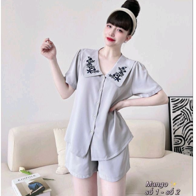 Đồ Bộ Mặc Nhà Lụa Mango Cao Cấp Quần Đùi🎀Hàng Có Size