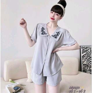 Đồ Bộ Mặc Nhà Lụa Mango Cao Cấp Quần Đùi🎀Hàng Có Size