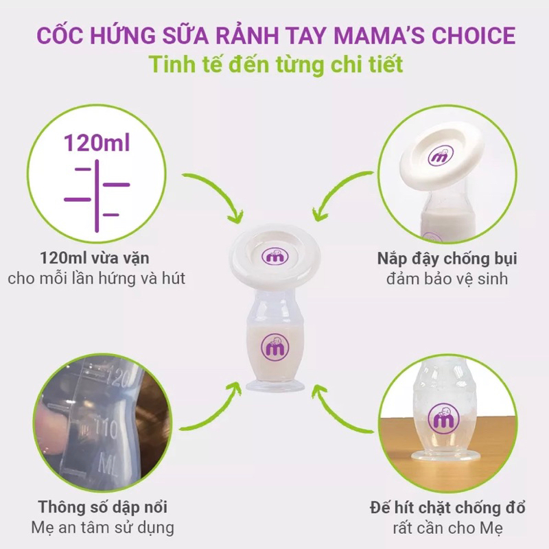 CỐC HỨNG SỮA/ HÚT SỮA SILICONE MAMA'S CHOICE