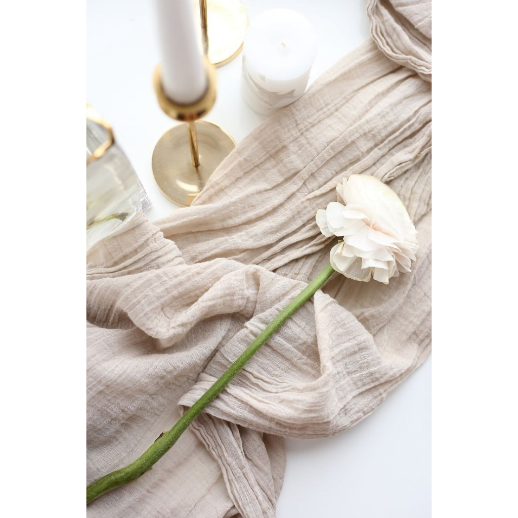 Khăn trải giữa bàn table runner vintage vải xô nhiều màu