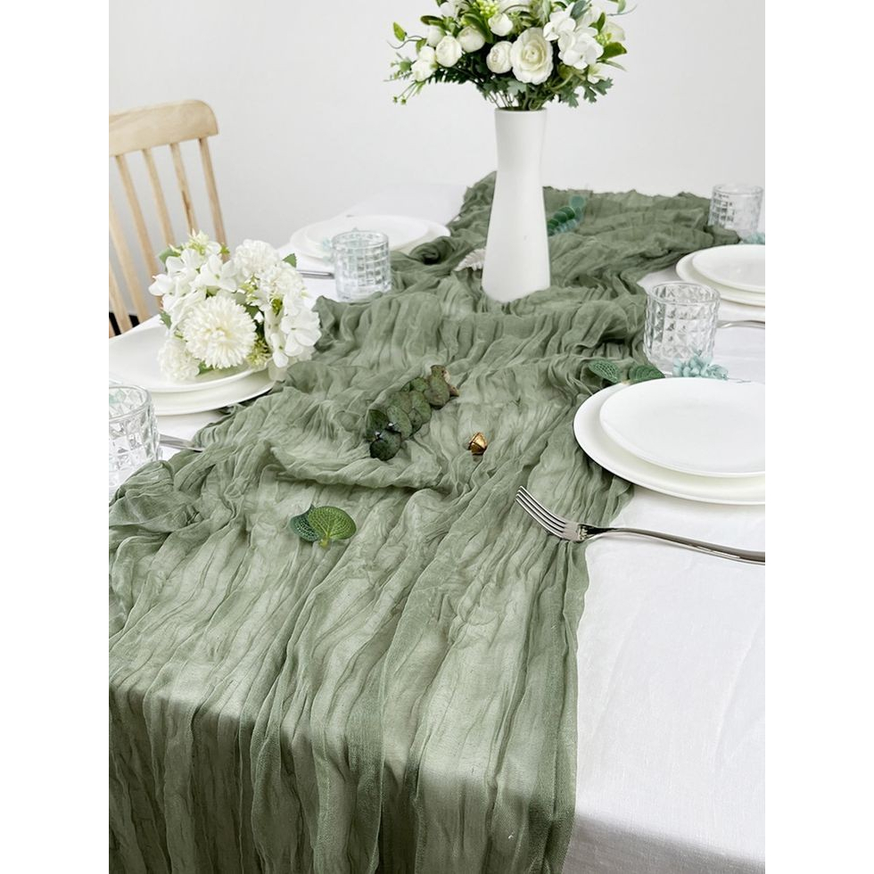 Khăn trải giữa bàn table runner vintage vải xô nhiều màu