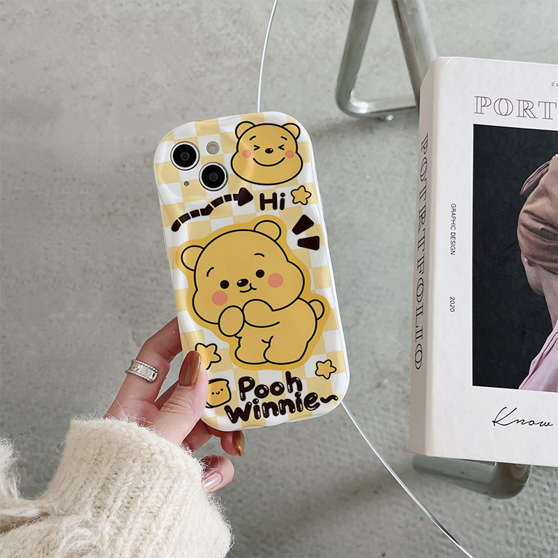 Ốp lưng iphone Viền Nổi Cạnh Sóng Pooh Winnie dễ thương cho 6s/6splus/7/7plus/8/8plus/x/11/12/13/14/max/prm sk56
