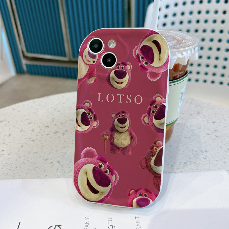 Ốp lưng iphone Viền Nổi Cạnh Sóng nhiều Gấu dâu xinh cho 6s/6splus/7/7plus/8/8plus/x/11/12/13/14/max/prm sk57