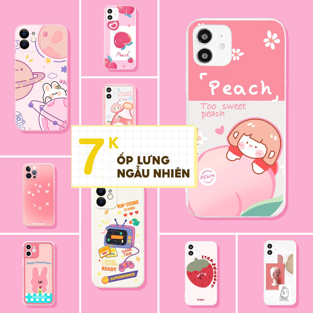 Ốp lưng iphone Viền Nổi Cạnh Sóng nhiều Gấu dâu xinh cho 6s/6splus/7/7plus/8/8plus/x/11/12/13/14/max/prm sk57