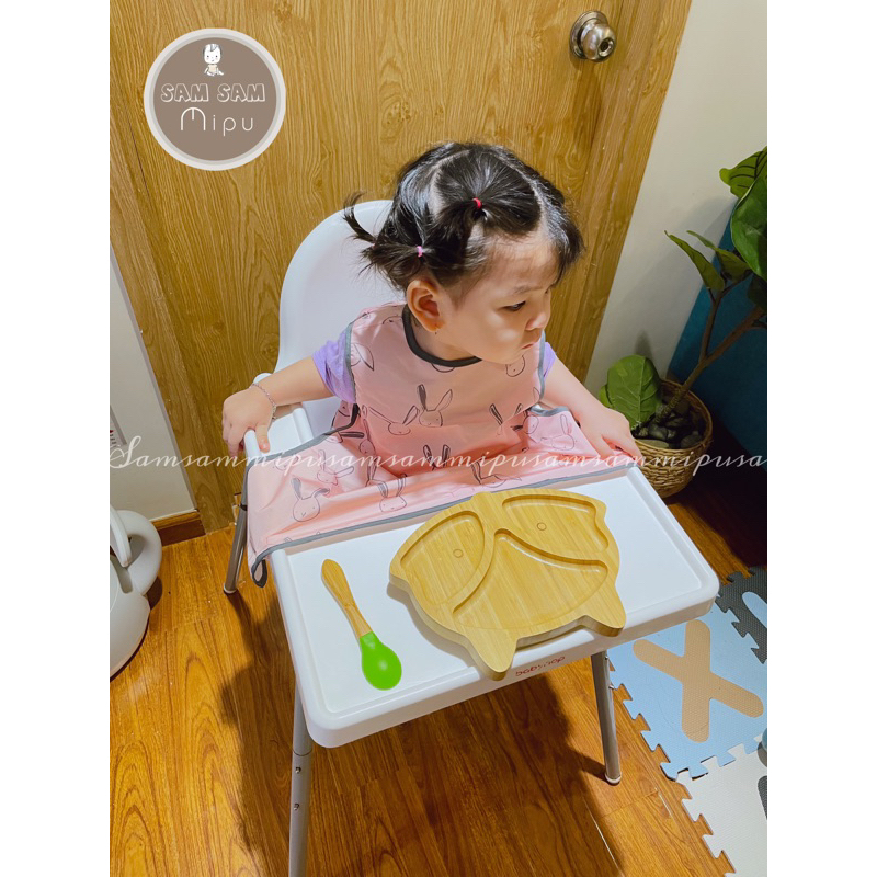 Áo Yếm Chống Thấm Không Tay Thân Ngắn Cho Bé Ăn Dặm BLW Từ 6m đến 2y Có Nút Hít Mặt Bàn - Shop Mẹ Sam