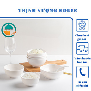 Bát ăn cơm , chén ăn cơm , bát đựng xôi , chè giả sứ chất liệu Nhựa Melamine trắng ngọc cao cấp