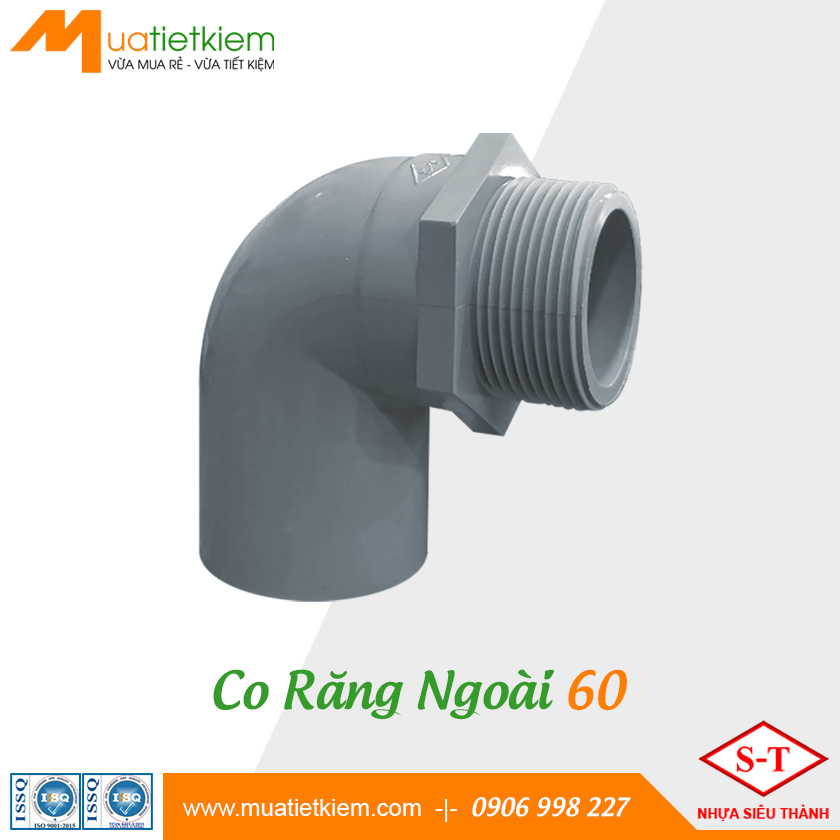 Co Răng Ngoài PVC phi 60, phụ kiện ống nước (Siêu Thành)