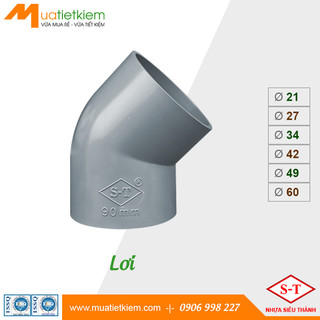Co lơi pvc phi 21, 27, 34, 42, 49, 60, phụ kiện ống nước