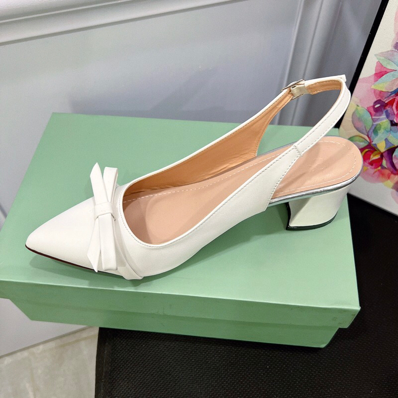 Sục nữ gót vuông đính nơ cao 5p