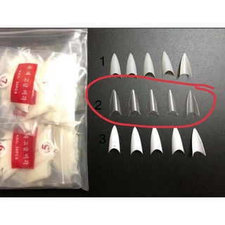 Móng nối nhọn ngắn 2 màu đục trong