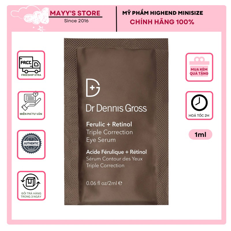 Sample Serum Dưỡng Mắt Dr Dennis Gross Advanced Retinol + Ferulic Triple Correction 1ml