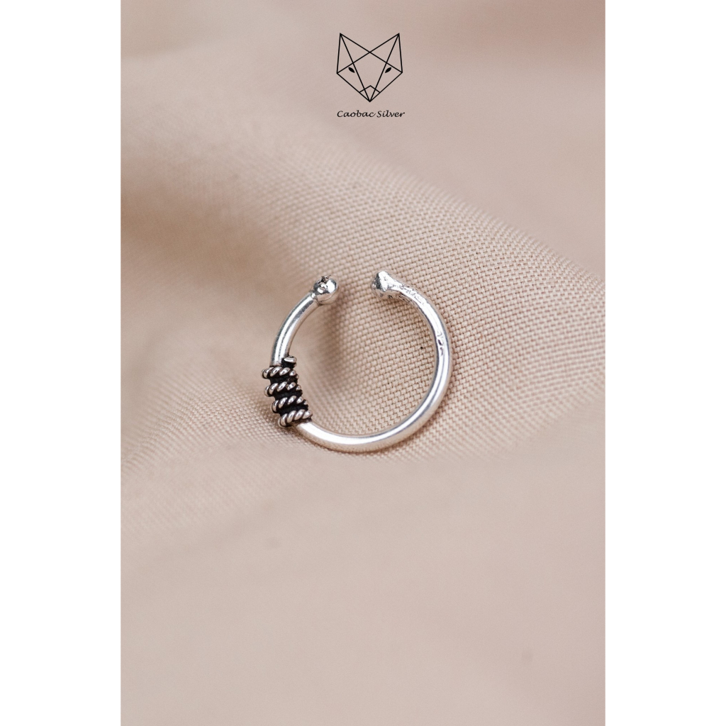 Khuyên Mũi Bạc Nữ CaoBac Silver Chất Liệu Bạc Thái Cao Cấp Hoạ Tiết Tròn Xoắn 1,4cm Lạ Mắt Độc Đáo Dành Tặng Cho Bạn Nữ