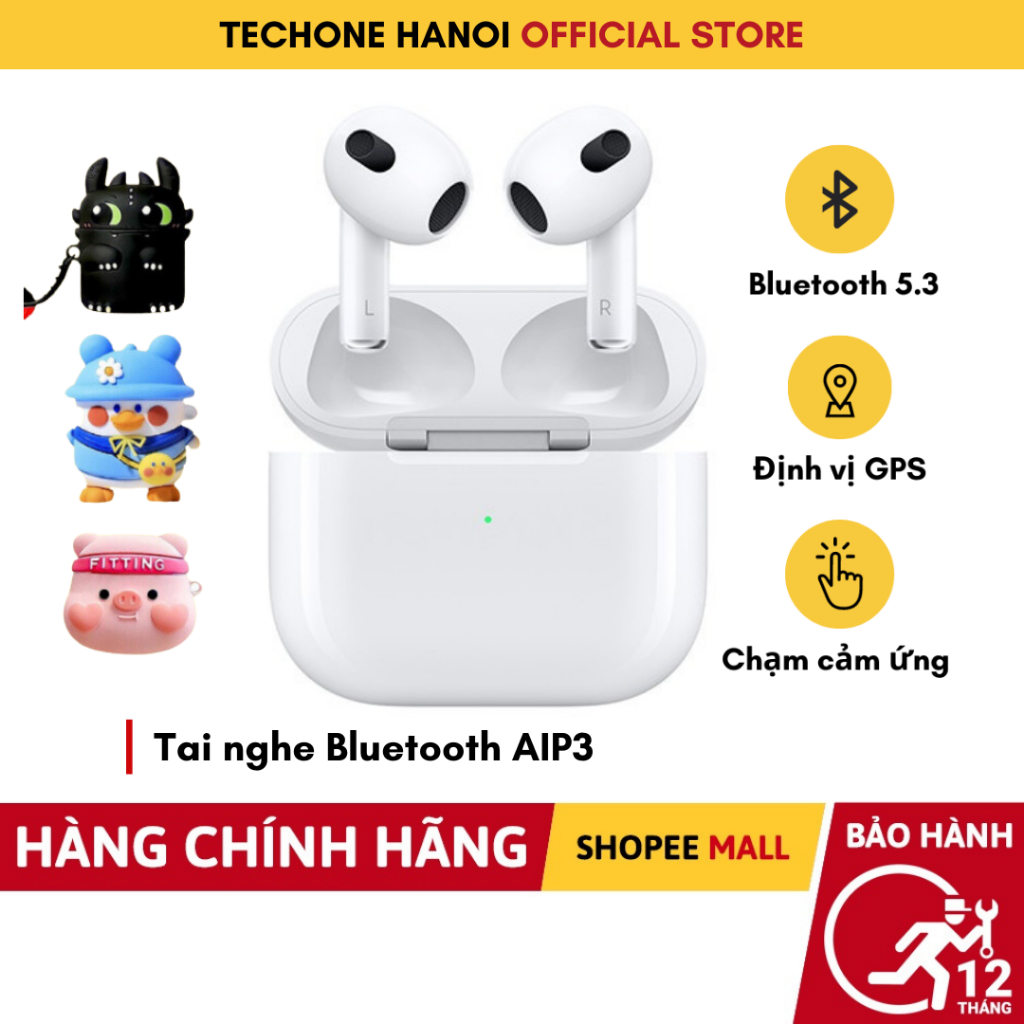 Tai Nghe Bluetooth Không Dây AP3 Âm To Mic Rõ Pin Trâu Chạm Cảm Ứng Định Vị Đổi Tên- TECHHIGH
