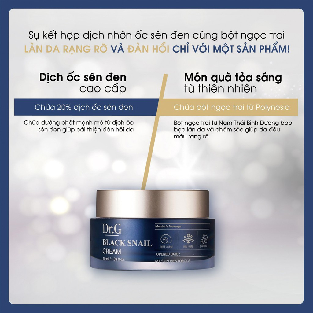 Kem Ốc Sên Đen DR.G Black Snail Cream Nuôi Dưỡng Trắng Da Chống Lão Hoá Đa Năng 50ml