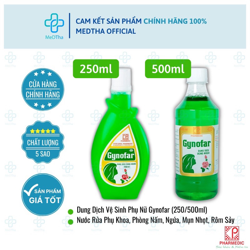Dung dịch GYNOFAR vệ sinh phụ khoa, tắm, gội viêm gàu ngứa