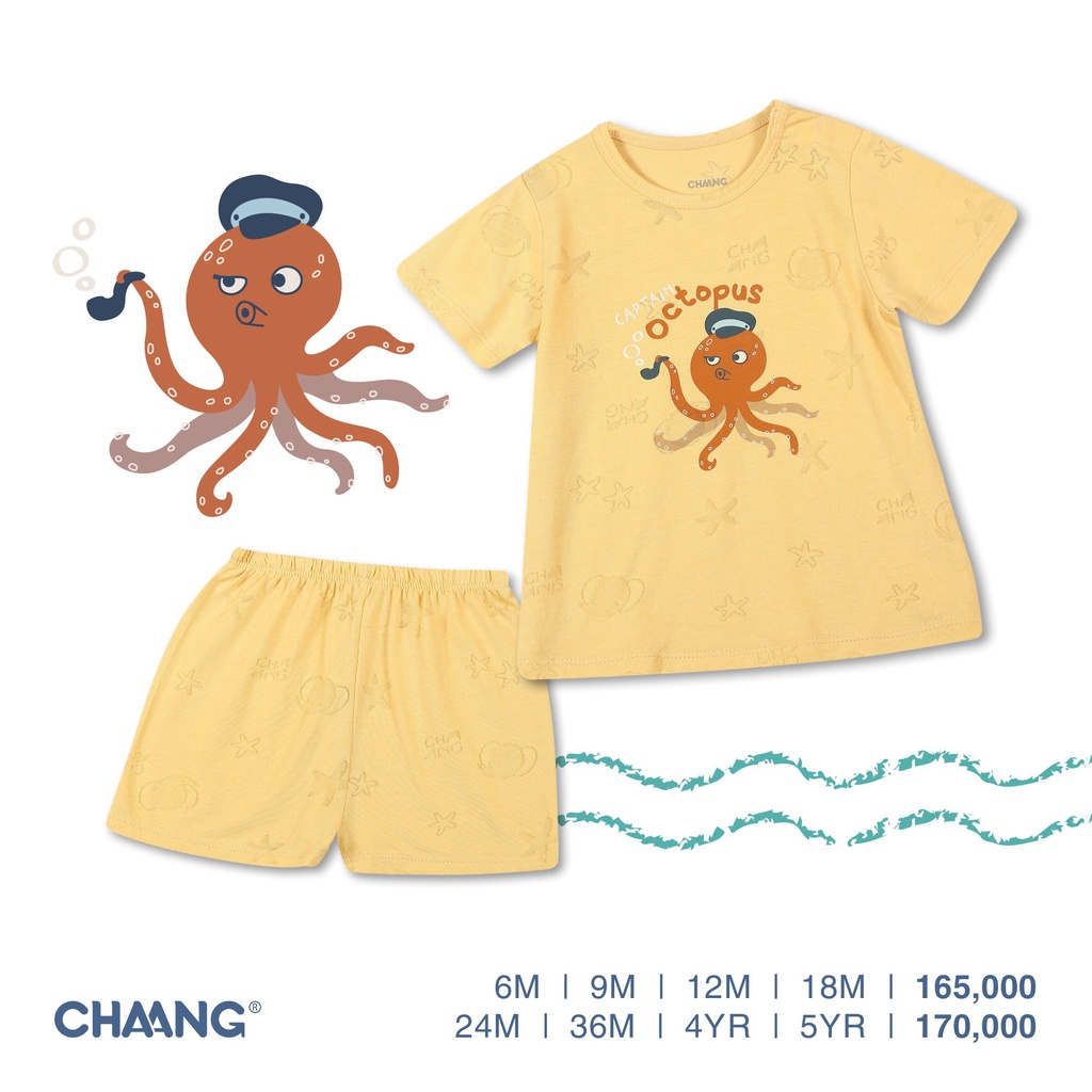 [XẢ KHO] Bộ cộc tay quần đùi cúc vai họa tiết trẻ em Lake/the sea Chaang chính hãng