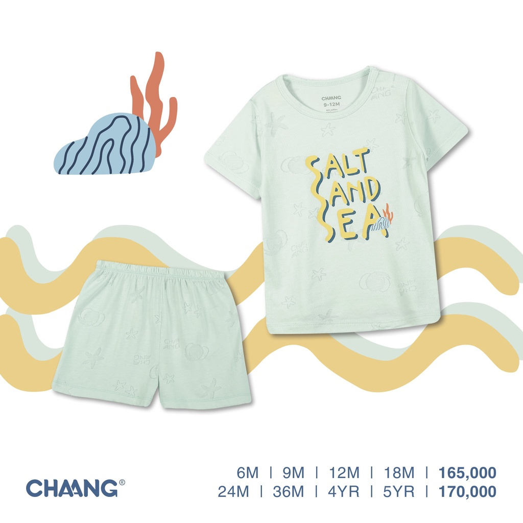 [XẢ KHO] Bộ cộc tay quần đùi cúc vai họa tiết trẻ em Lake/the sea Chaang chính hãng