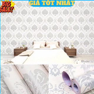 Giấy dán tường hoa văn trắng xám khổ 45cm*10m, có keo dán sẵn