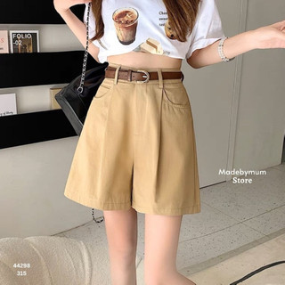 Quần short ngố nhấn ly kèm thắt lưng