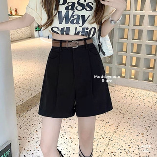 Quần short ngố nhấn ly kèm thắt lưng