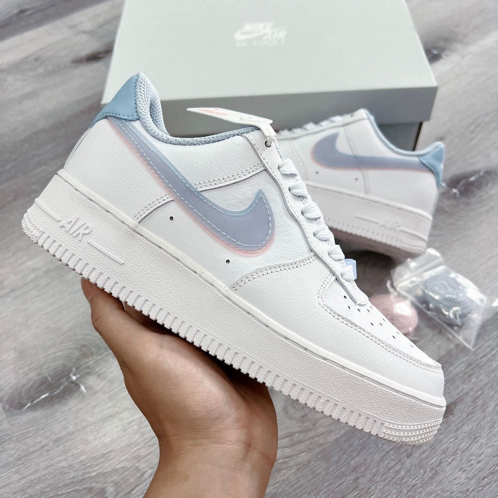 Giày _Nike Air Force 1 LV8 2 Màu Xanh Hồng Bản Cao Cấp , Giày Thể Thao Sneaker Nữ AF1 Trắng Vệt Xanh Hồng Full Phụ Kiện