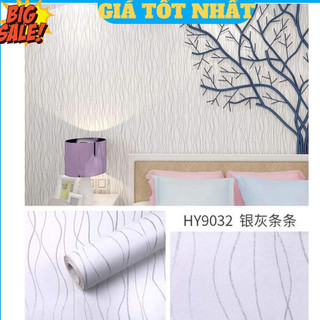 Decal giấy dán tường 10M sợi chỉ trắng khổ 45cm keo sẵn, sang trọng