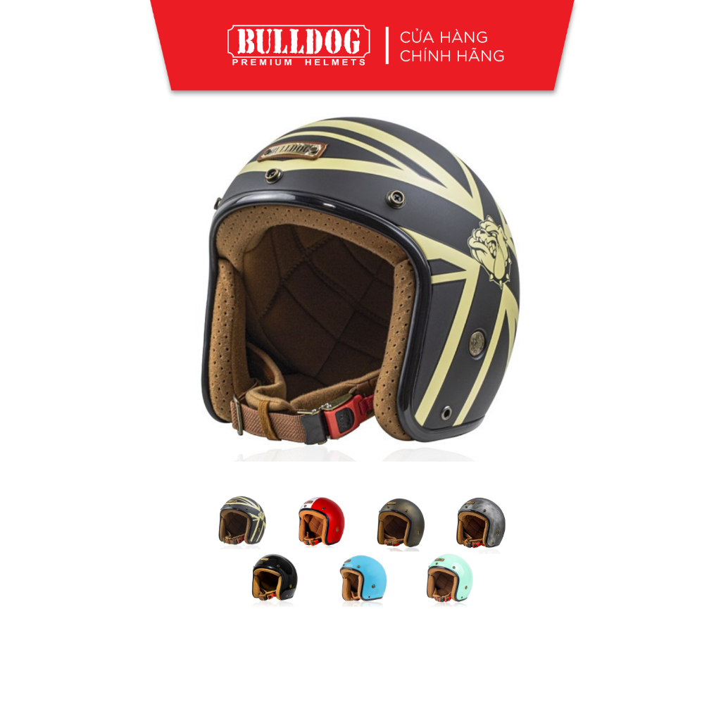 Mũ Bảo Hiểm 3/4 Cổ Điển BULLDOG Perro 4U New