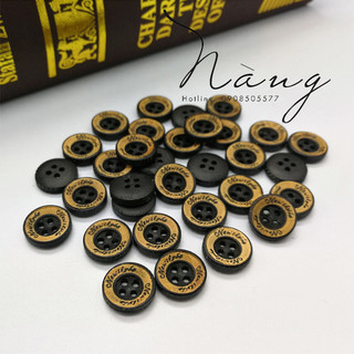 Nút gỗ trang trí có họa tiết, gỗ tự nhiên - Size 11,5/12,,5mm