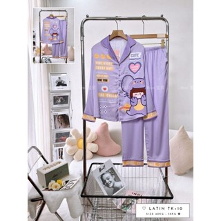 ĐỒ BỘ PIJAMA LATIN LỤA IN THÂN BOO BOO TAY DÀI QUẦN DÀI - nhiều mẫu