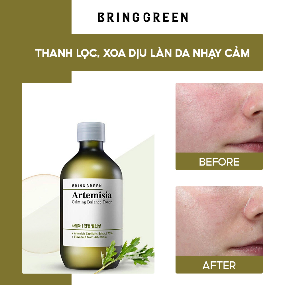 Nước Hoa Hồng Làm Dịu Và Cân Bằng Da BRING GREEN ARTEMISIA CALMING BALANCE TONER 270ml